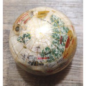 VTG Alexander Kalifano Mother of Pearl World Globe Desk Office 3” Paperweight